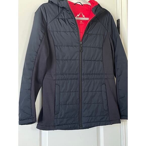 Women's HFX Stretch Hooded Puffer Jacket Coat Navy Small - Picture 5 of 9
